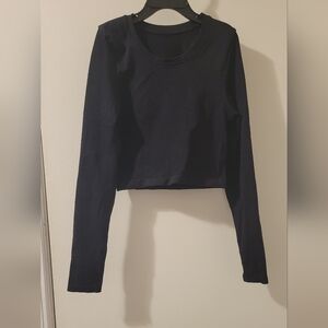 Elegant Black Long Sleeve Crop Top
